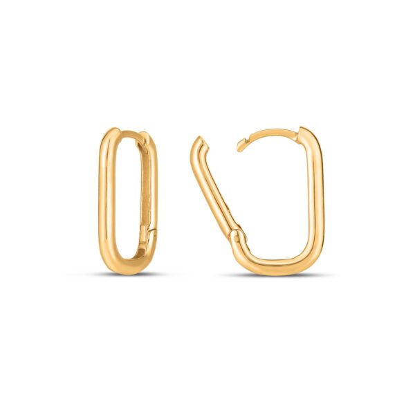 14k Yellow Gold Large Paperclip Huggies - Image 2