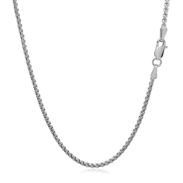 14k White Gold Solid Round Box Chain 1.6 mm - Image 3