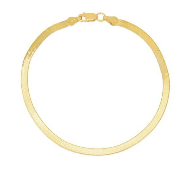 1.5mm 14k Yellow Gold Super Flex Herringbone Anklet - Image 2