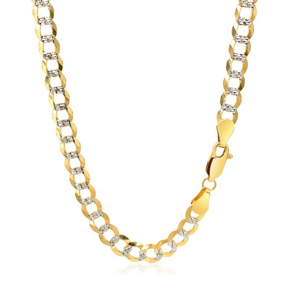 5.7mm 14k Two Tone Gold Pave Curb Chain - Image 3