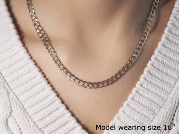 5.7mm 14k Two Tone Gold Pave Curb Chain - Image 4