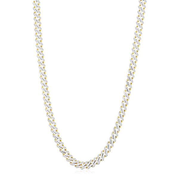 14k Yellow Gold White Pave High Polish Modern Lite Edge Chain (8.0mm) - Image 2