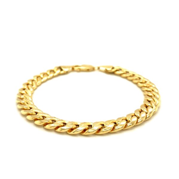 7.8mm 14k Yellow Gold Miami Cuban Semi Solid Bracelet - Image 3