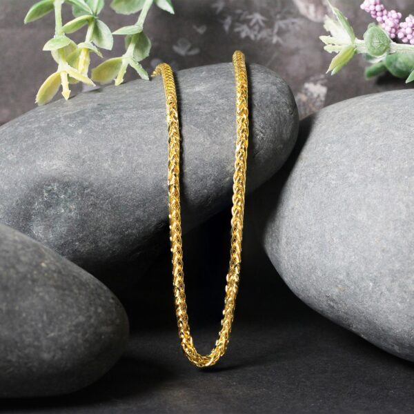 2.7mm 14k Yellow Gold Lite Diamond Cut Round Franco Chain - Image 4