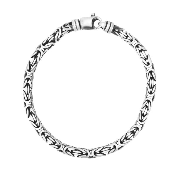 Sterling Silver Gunmetal Finish Byzantine Chain Bracelet - Image 2