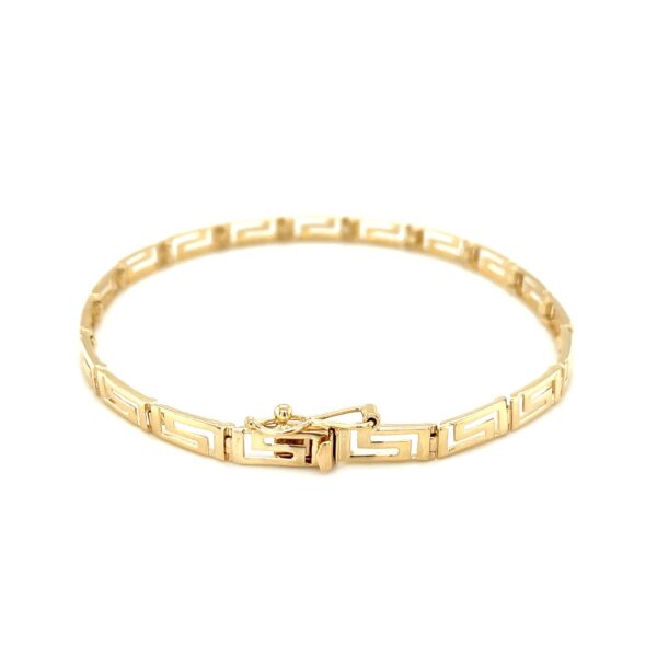 14k Yellow Gold Greek Fret Design Fancy Bracelet - Image 2