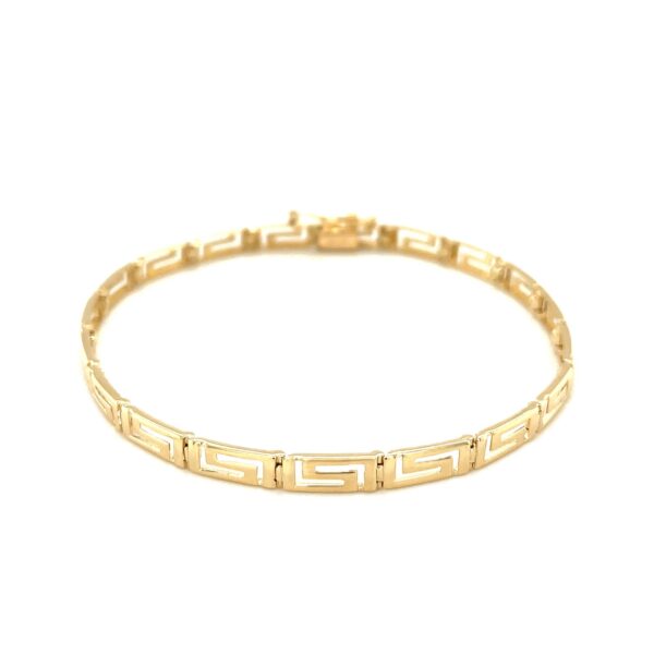 14k Yellow Gold Greek Fret Design Fancy Bracelet - Image 3