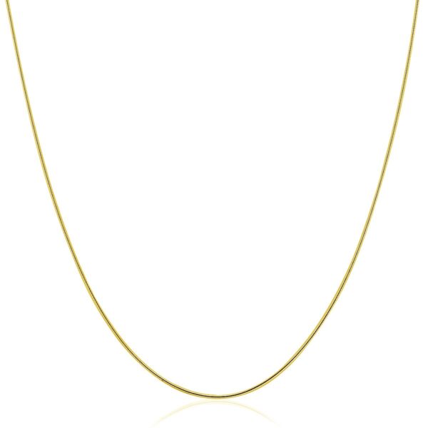 14k Yellow Gold Thin Motif Round Omega Necklace - Image 2