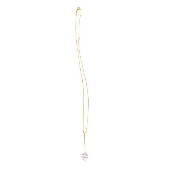 14k Yellow Gold Tesoro Pearl Lariat Necklace - Image 2