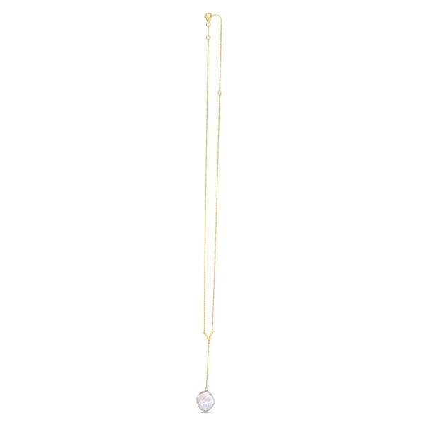 14k Yellow Gold Tesoro Pearl Lariat Necklace - Image 3