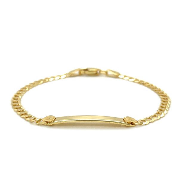 14k Yellow Gold Curb Link Style Children's ID Bracelet - Image 2