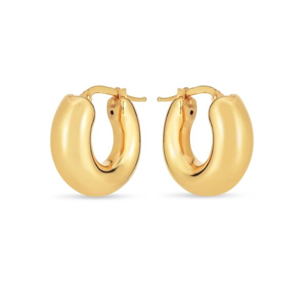 14k Yellow Gold Small Puffy Hoops - Image 2