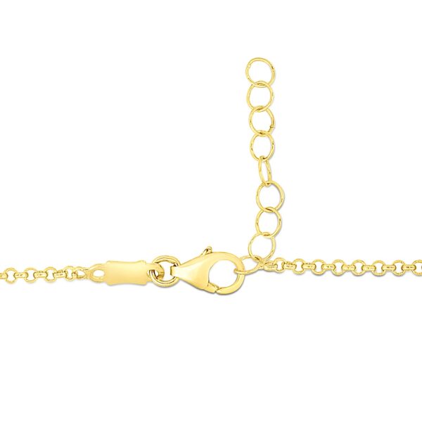 14k Yellow Gold Childrens Bracelet with Teddy Bear Heart and Bar - Image 3