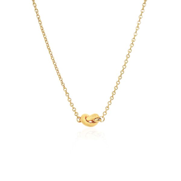 14k Yellow Gold Chain Necklace with Polished Knot - Image 2