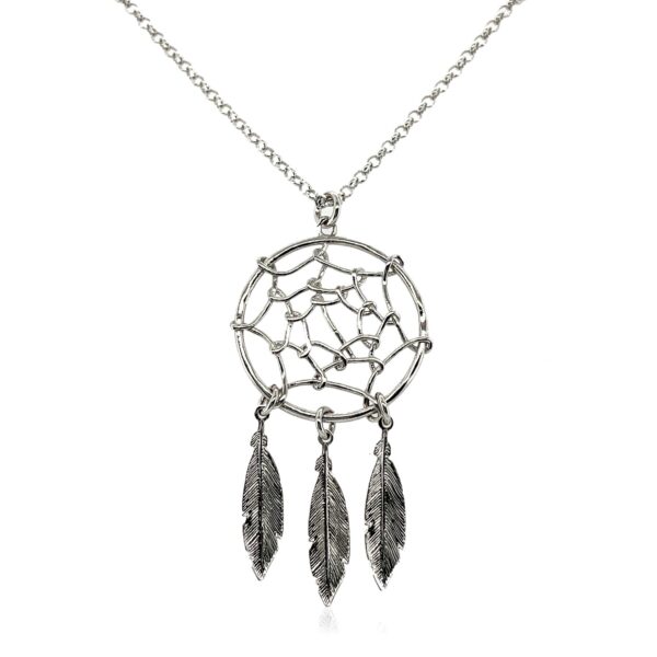 Sterling Silver 17 inch Necklace with Dream Catcher Pendant - Image 2