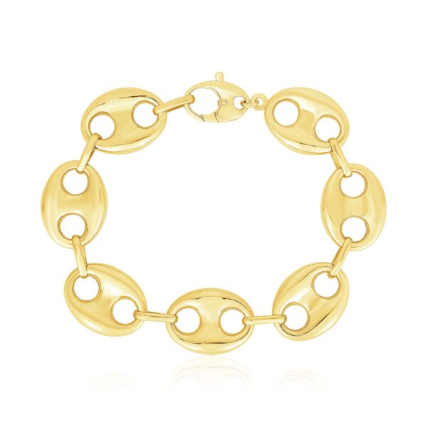 14k Yellow Gold High Polish Lite Puffed Mariner Link Bracelet (21 mm)