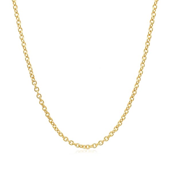 14k Yellow Gold Round Cable Link Chain 1.9mm - Image 2