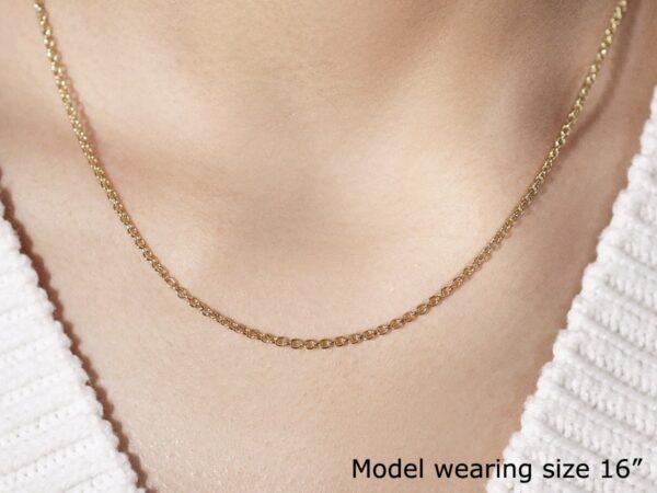 14k Yellow Gold Round Cable Link Chain 1.9mm - Image 5