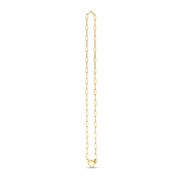 14k Yellow Gold Heart Element Paperclip Necklace