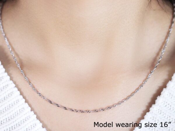 14k White Gold Singapore Chain 1.7mm - Image 2