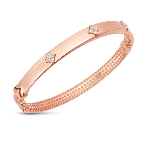 14k Rose Gold Trilogy Diamond Bangle - Image 2