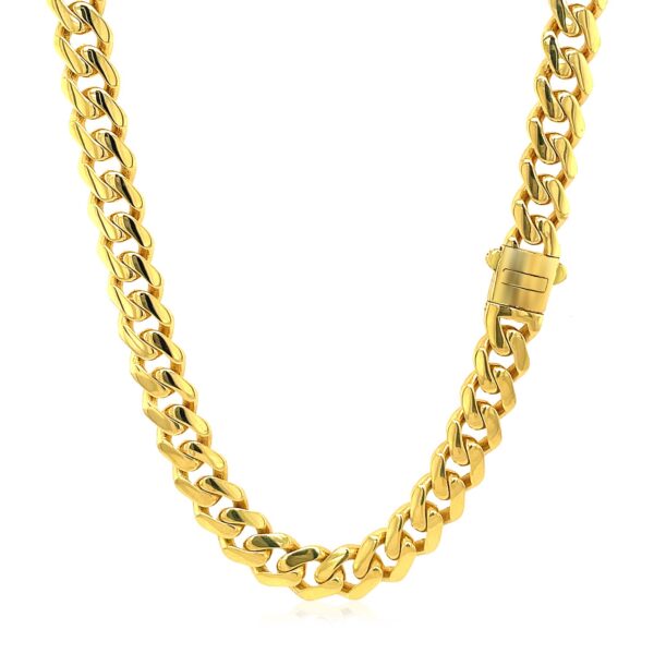 14k Yellow Gold Polished Miami Cuban Chain Necklace - Image 3