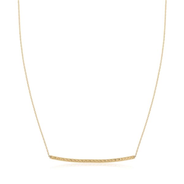 14k Yellow Gold Thin Textured Bar Necklace