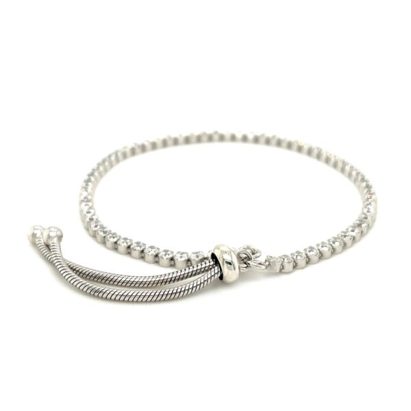 Adjustable Tennis Style Bracelet with Cubic Zirconia in Sterling Silver - Image 3