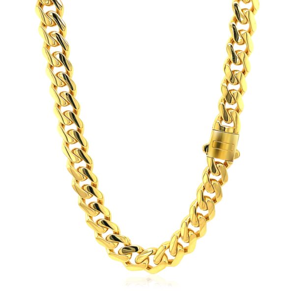 14k Yellow Gold Polished Miami Cuban Chain Necklace - Image 2