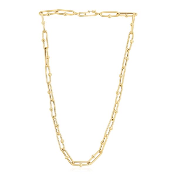 14k Yellow Gold High Polish Elongated Paperclip Jax Link Necklace - Image 2