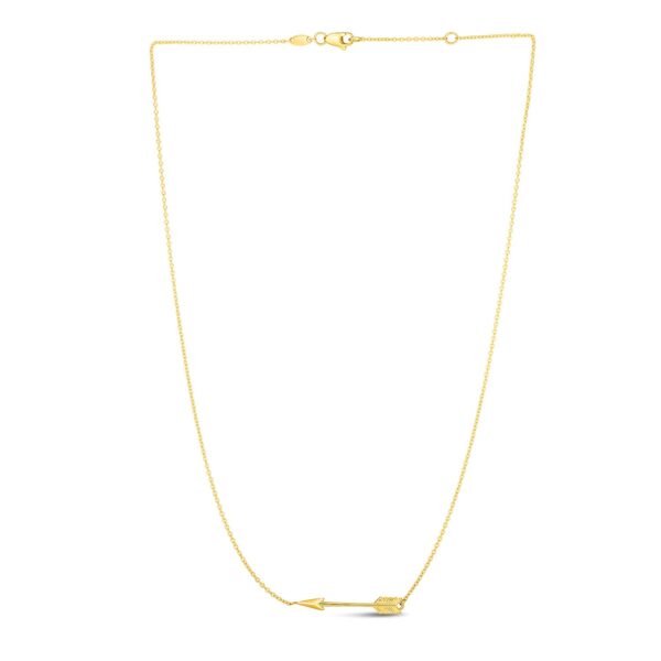 14k Yellow Gold Chain Necklace with Horizontal Arrow Pendant - Image 2