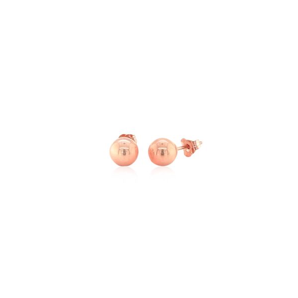 14k Rose Gold Classic Round Shape Stud Earrings (6.0 mm) - Image 2