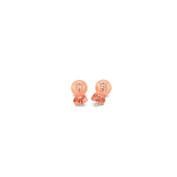 14k Rose Gold Classic Round Shape Stud Earrings (6.0 mm) - Image 3