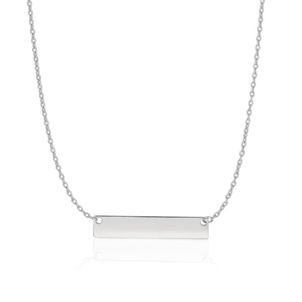 14k White Gold Smooth Flat Horizontal Bar Style Necklace