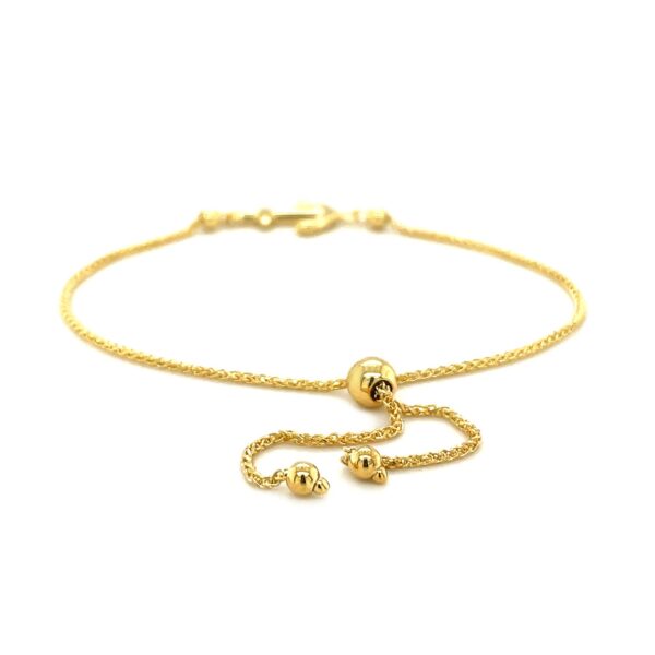 14k Yellow Gold Anchor Design Adjustable Lariat Bracelet - Image 3