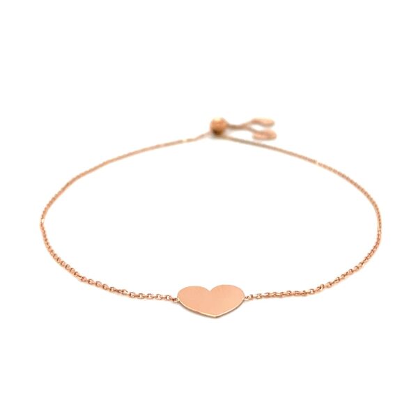 14k Rose Gold Adjustable Heart Bracelet - Image 2