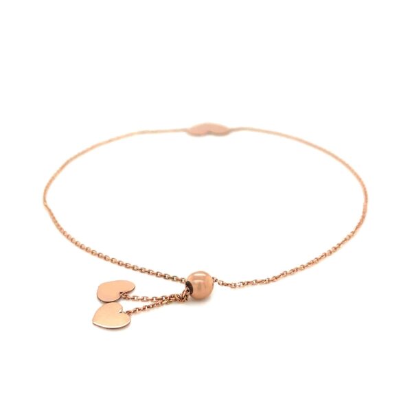 14k Rose Gold Adjustable Heart Bracelet - Image 3