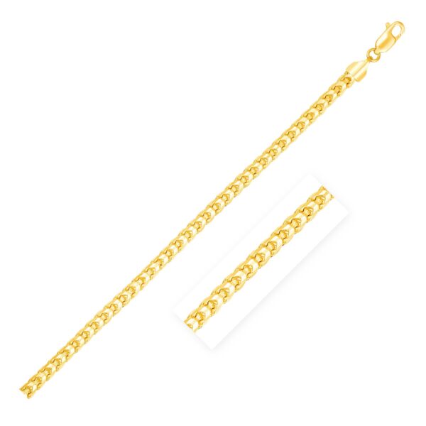 4.6mm 14k Yellow Solid Gold Diamond Cut Round Franco Chain