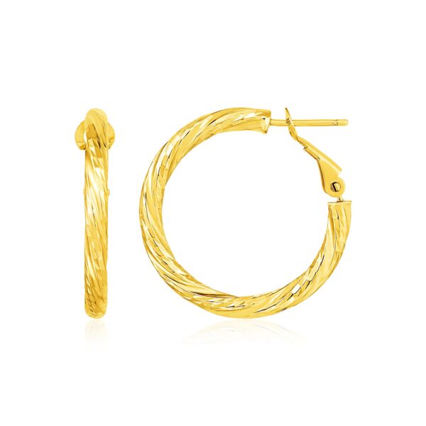 14k Yellow Gold Petite Twisted Round Hoop Earrings