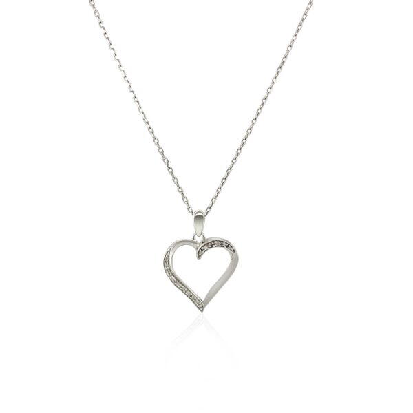 Sterling Silver Twisted Open Heart Diamond Accented Pendant (.04 cttw) - Image 2