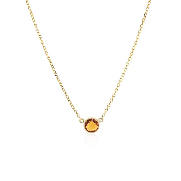 14k Yellow Gold 17 inch Necklace with Round Citrine - Image 2