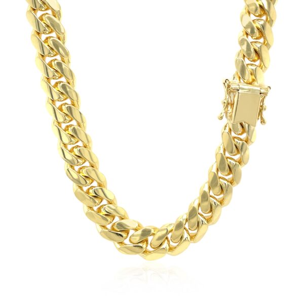 9.25mm 14k Yellow Gold Classic Miami Cuban Solid Chain - Image 3