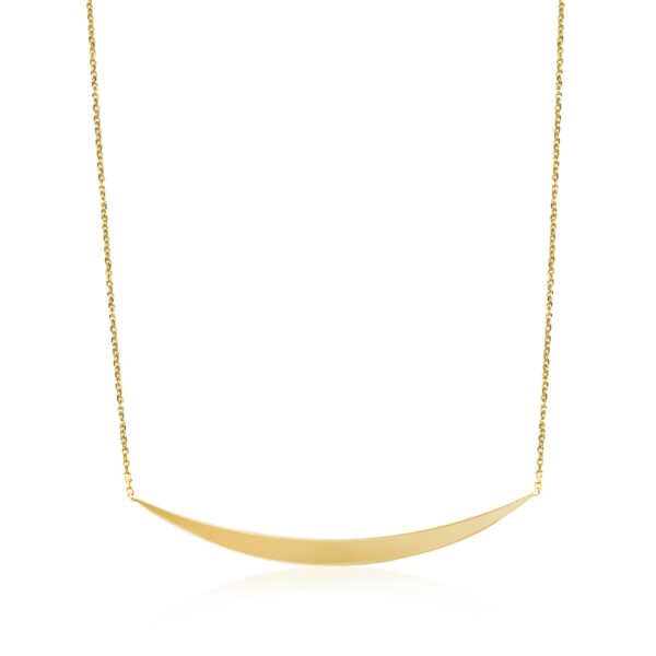 14k Yellow Gold Necklace with Polished Curved Bar Pendant - Image 2