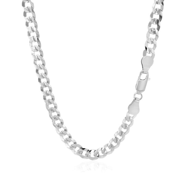 Rhodium Plated 5.6mm Sterling Silver Curb Style Chain - Image 3