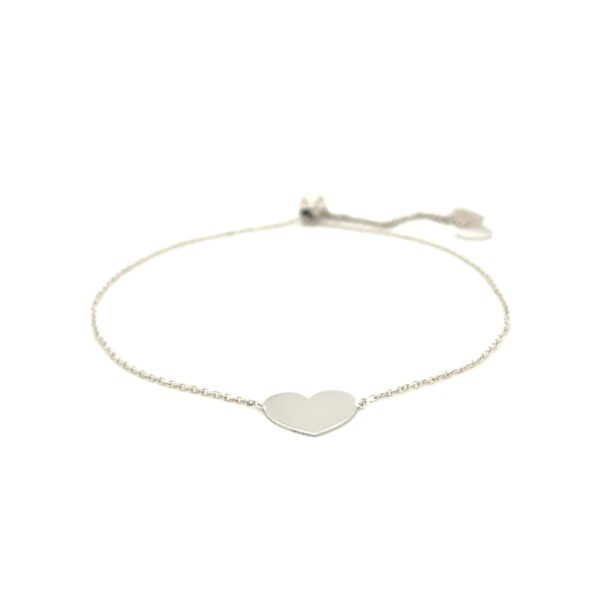 14k White Gold Adjustable Heart Bracelet - Image 2