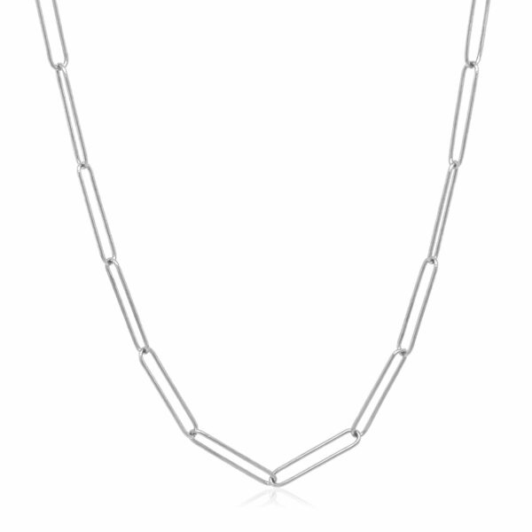 14k White Gold Wire Paperclip Chain (2.7mm) - Image 2