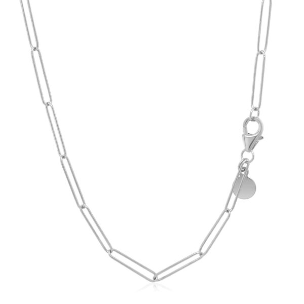 14k White Gold Wire Paperclip Chain (2.7mm) - Image 3