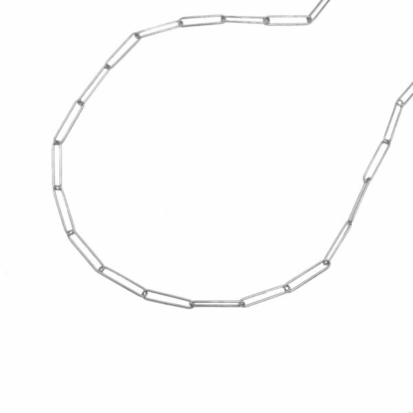 14k White Gold Wire Paperclip Chain (2.7mm) - Image 4