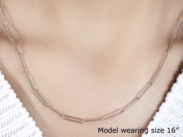 14k White Gold Wire Paperclip Chain (2.7mm) - Image 5