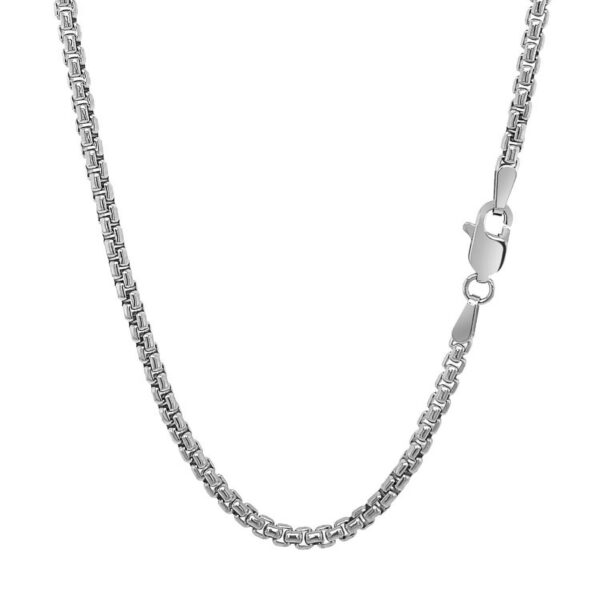 14k White Gold Solid Round Box Chain 2.5 mm - Image 3